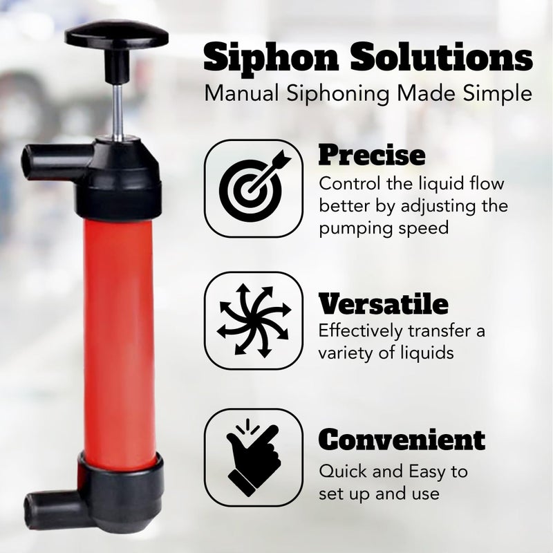 Vila Multi-use Manual Fuel Transfer Pump Kit - Portable Water & Gas Siphon, 15" Siphon Hose, Liquid Transfer for Automotive, Rain Barrels & Water Gardens - Image 2